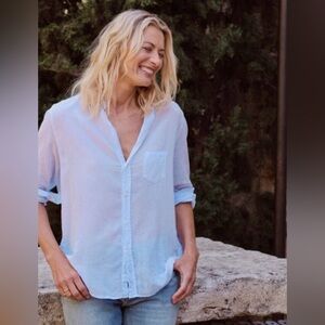 Frank & Eileen Eileen ORGANIC VOILE Cotton Shirt Size: M Ice (light blue)
